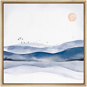 SIGNWIN Framed Canvas Wall Art Sunrise Over Blue...