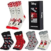 Disney Stitch Socks Gifts for Women Teens, US Size 4-9, Baby Yoda Pack of 5 Fuzzy Casual Crew Socks for Home Sleep Winter