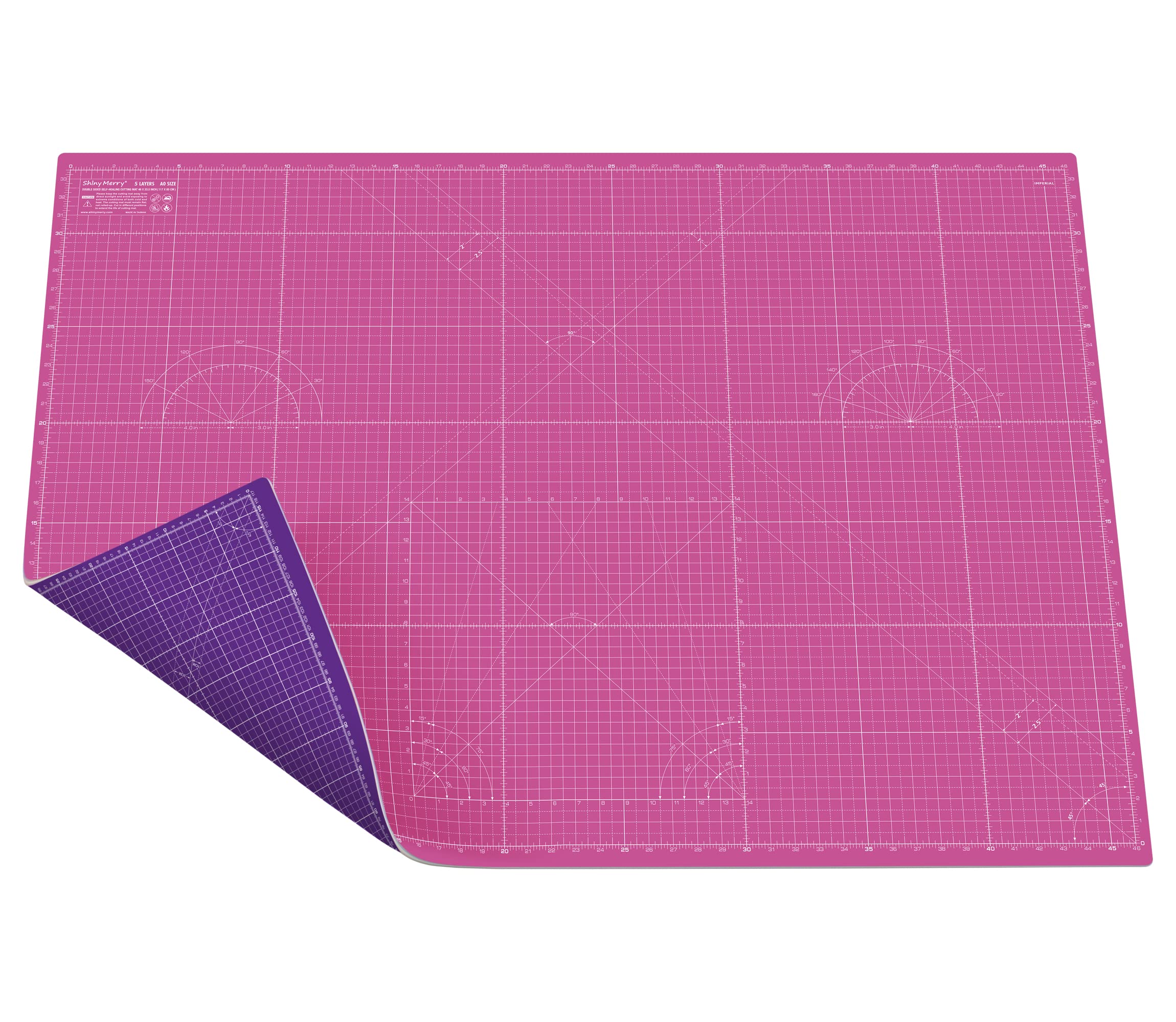 Shiny Merry Self Healing Cutting Mat A0 36"x48" – Double Sided 5-Ply Craft Mat for Sewing, Quilting, Fabric, Scrapbooking – Pink/Purple