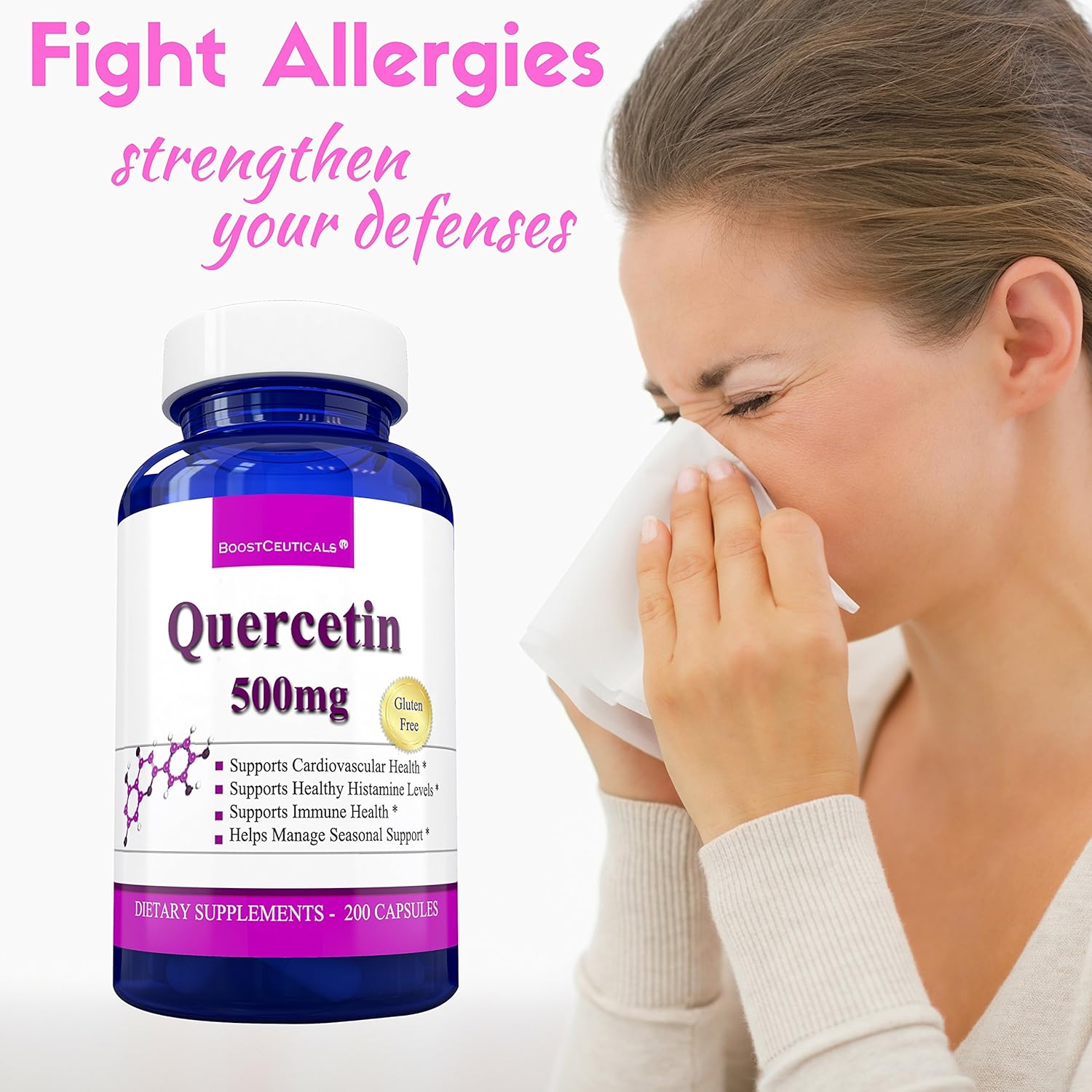 Quercetin Histamine Intolerance 500 mg Natural Antihistamine 100