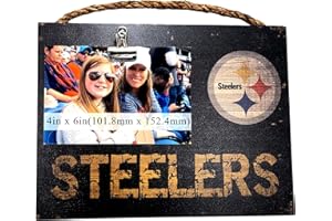 Fan Creations Pittsburgh Steelers NFL Wooden Photo Holder with Clip Decorative Team Picture Frame- Versatile for Wall or Tabletop- Holds 4x6 Print- Sport Your Steelers Pride