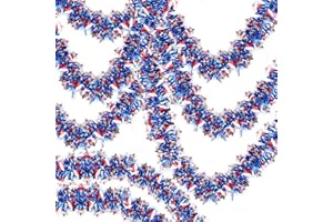 SURCVIO 4th of July Patriotic Tinsel Garland Decoration 3 Pack 50 Ft, Red, White and Blue Tinsel Garland with Star Metallic Glitter Hanging Garland for Independence Day Indoor and Outdoor Decorations