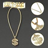 PGKDYC 4Pcs Gold Digger Costume Dollar Necklace Pound Glasses Rapper Hip Hop Set view 3