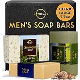 O NATURALS Bar Soap for Men - 3-Pcs Mens Soap Bar - Natural Soap - Mens Bar Soap - Men Soap - Natural Soap for Men - Organic Men's Soap Bars - Exfoliating Soap Bar - Citrus, Olive & Cedarwood