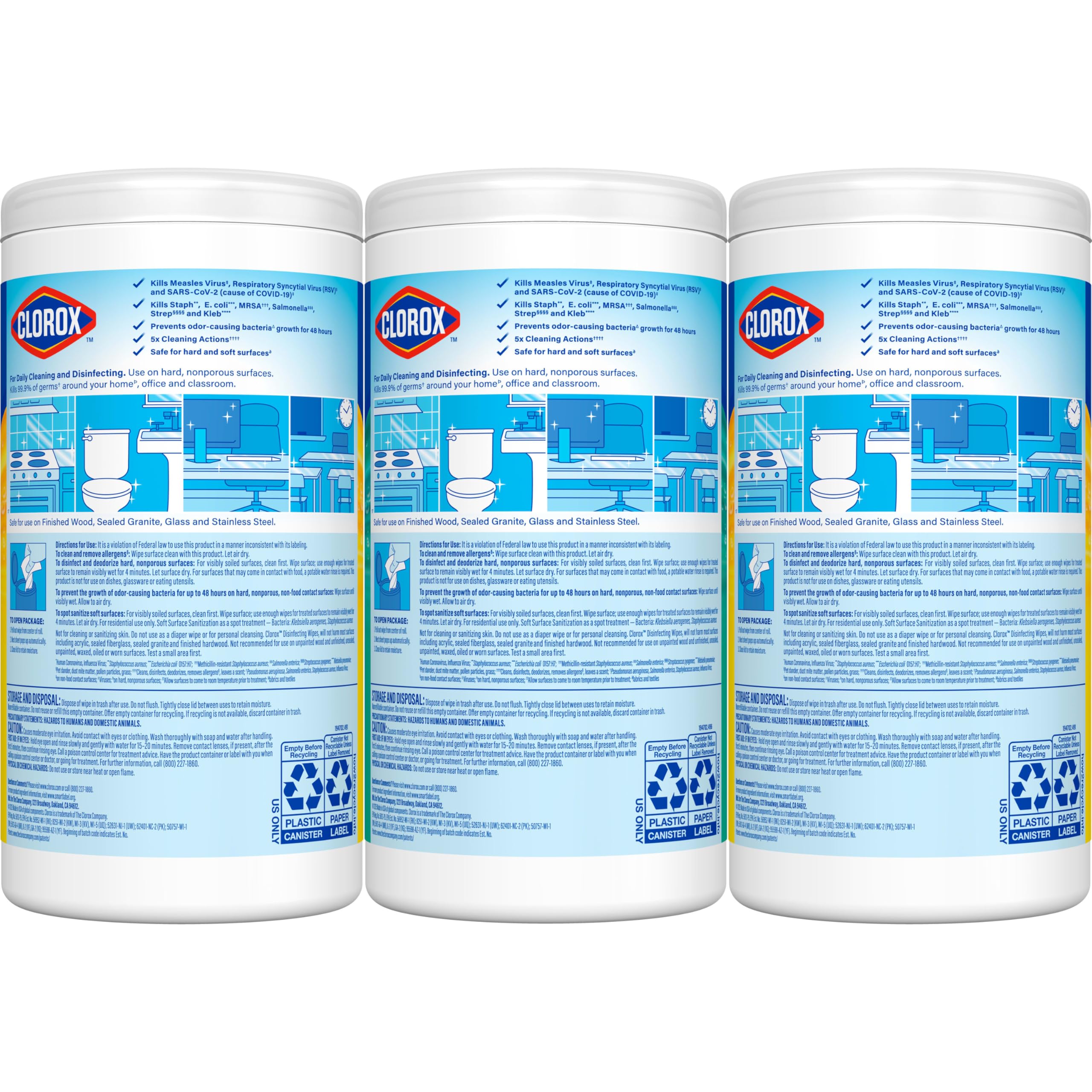 Clorox Disinfecting Cleaning Wipes Variety Pack, 75 Count Each, Pack of 3 (Package May Vary)