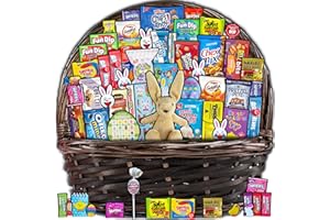 CRAVEBOX Brown Easter Basket for Kids and Adults (55ct) - Already Filled Easter Gift Basket with Plush Easter Bunny, Candy, Snacks, and Treats - Boys, Girls, Grandchildren, Young Children, Toddlers, Men, Women