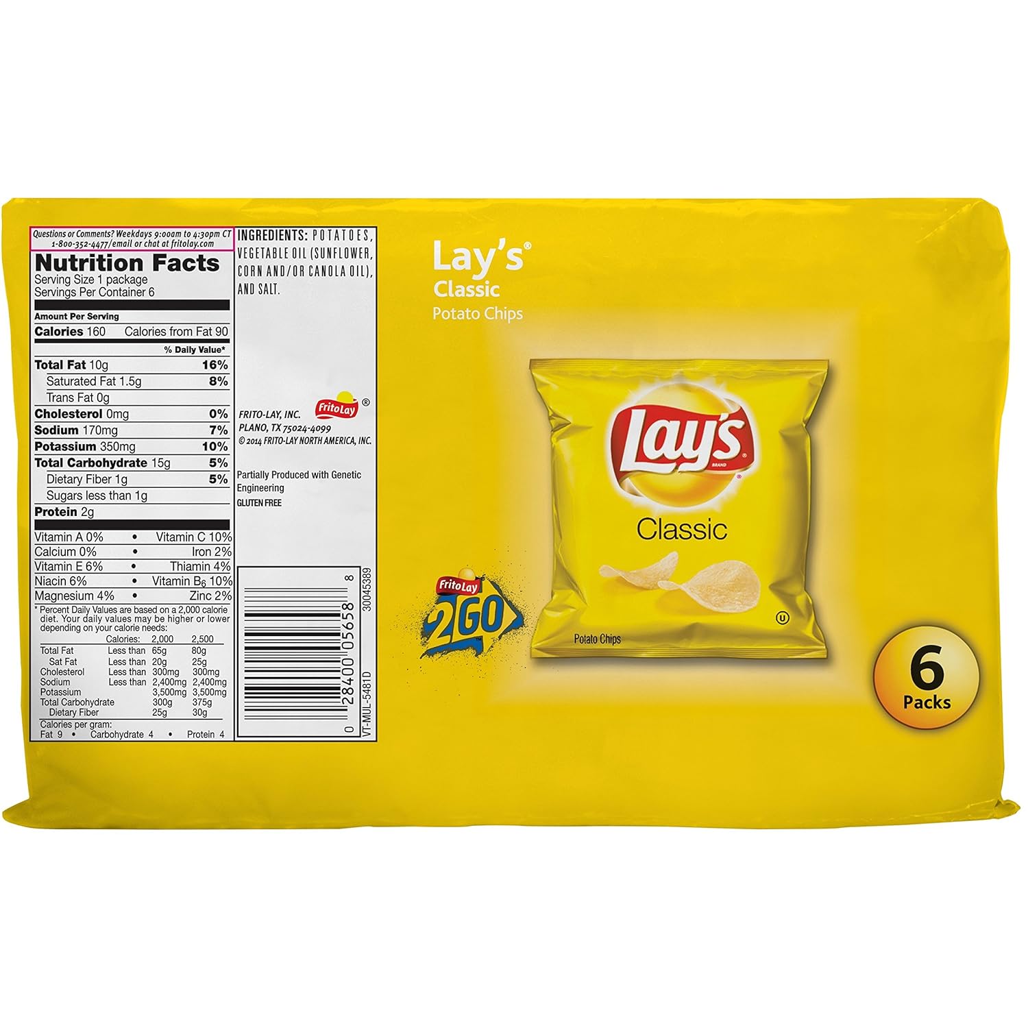 Lay's Classic Potato Chips, 1 Ounce 6 count Food, Beverages Tobacco