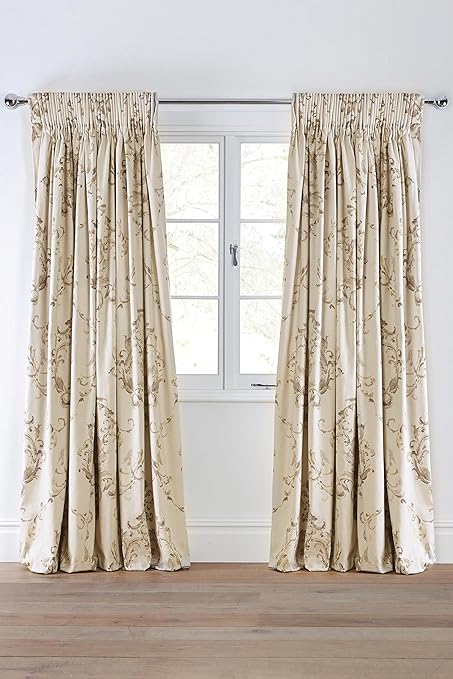 Next Metallic Rose Print Pencil Pleat Curtains 90x90 Fully Lined