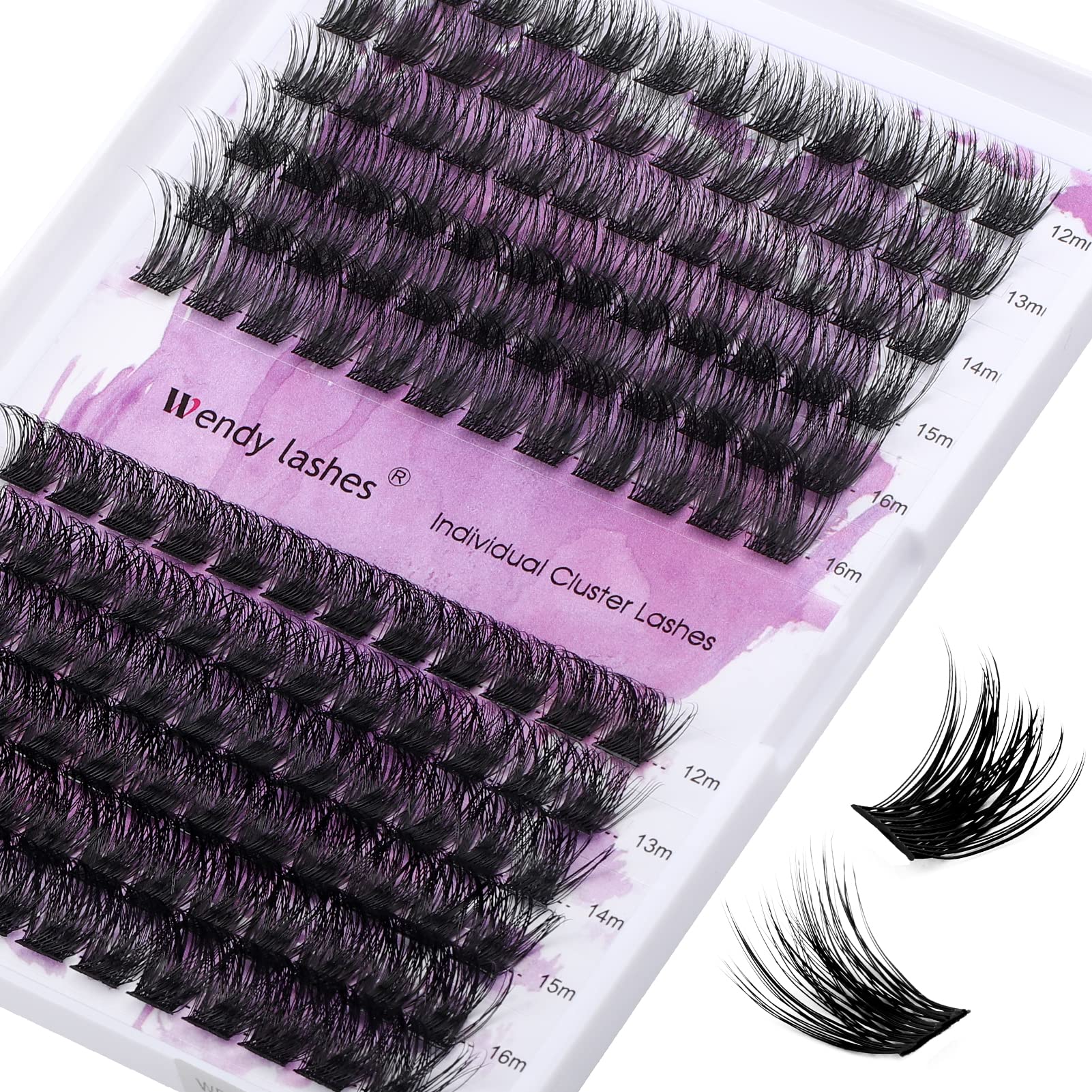 Individual Lashes D Curl Cluster Lashes FD18/B 0.07mm 12-16mm Mixed DIY Lash Extensions Wide Stem Individual Eyelash Clusters Reusable Soft and Wispy Clusters Eyelash Extensions(FD18+B-D-MIX12-16) — image 1