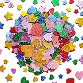 280 Pcs Glitter Foam Stickers Colorful Foam Stars and Hearts Self-Adhesive Stickers for DIY Scrapbooks Greeting Cards Arts Craft Supplies Christmas Birthday Holiday Party Decor