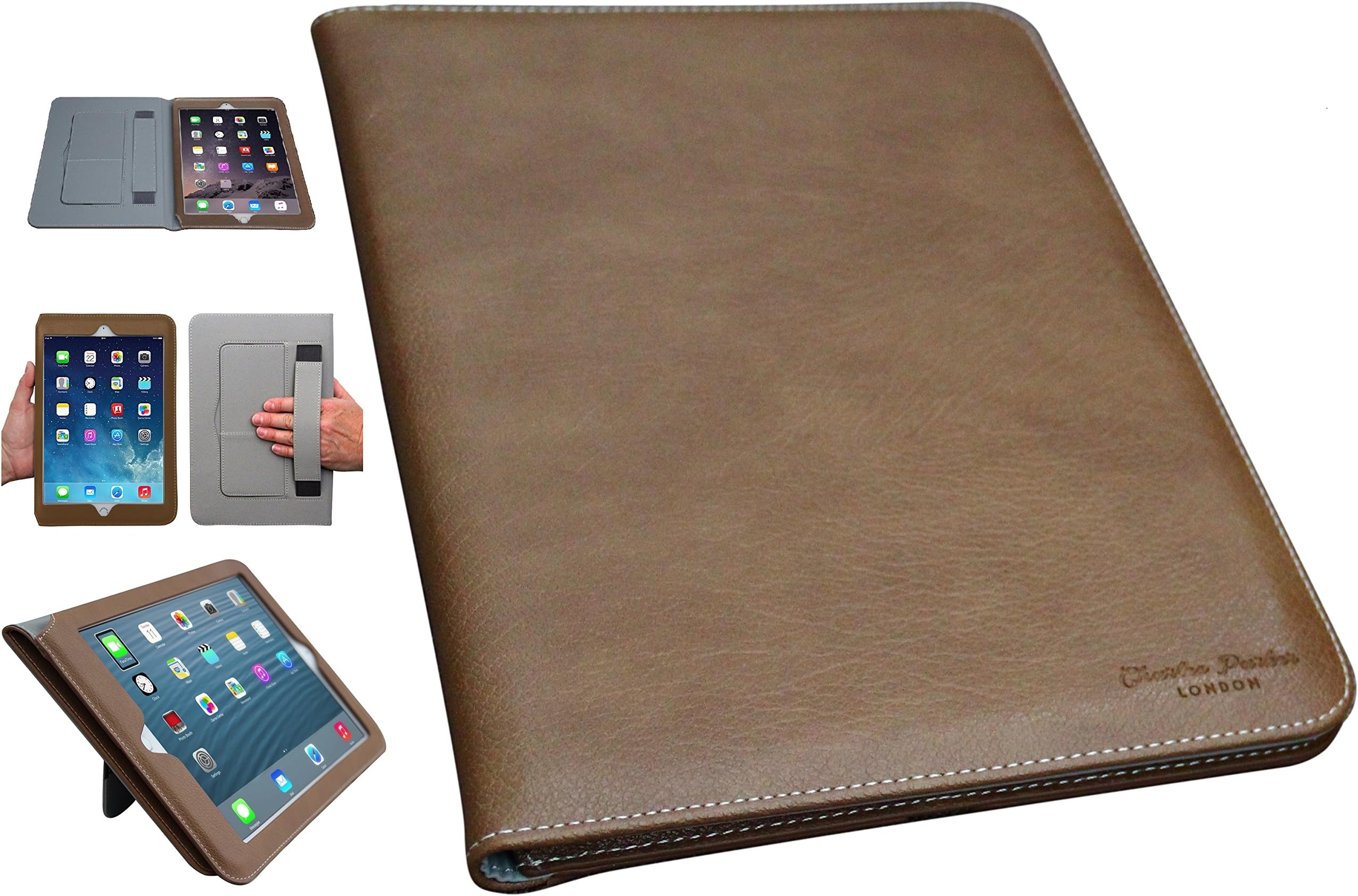 iPad Air 2 Leather Case & iPad Air Leather Case - compatible with all iPad Air (5th Gen) and iPad Air 2 (6th Gen) models with Microfiber Cloth