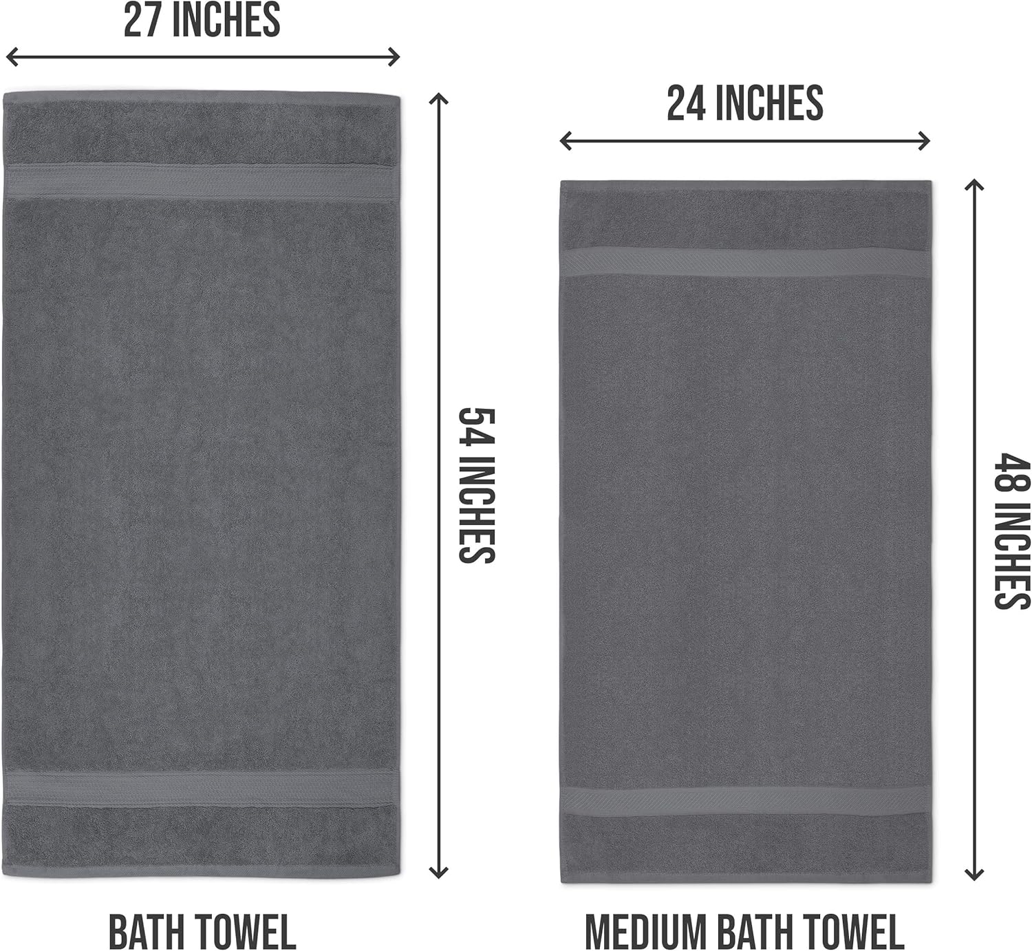 Utopia Towels Medium Cotton Towels, Gray, 24 x 48 Inches Towels for Pool, Spa, and Gym Lightweight and Highly Absorbent Quick Drying Towels, (Pack of 6): Home & Kitchen