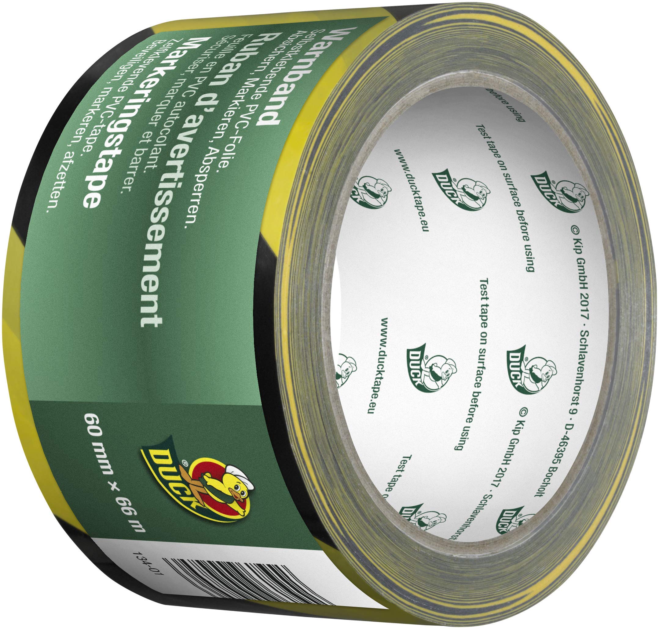 Duck Black/Yellow Hazard Tape | Caution Tape | Safety Tape | Warning Tape | Danger Tape | Large Roll | Marking | Barrier Tape | Social Distancing 60mm x 66m