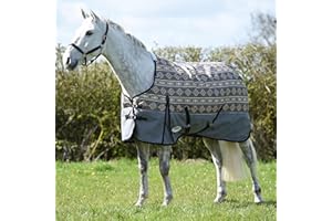 WeatherBeeta ComFiTec Essential Standard Neck Medium Horse Blanket, Grey Navajo Print, 78"
