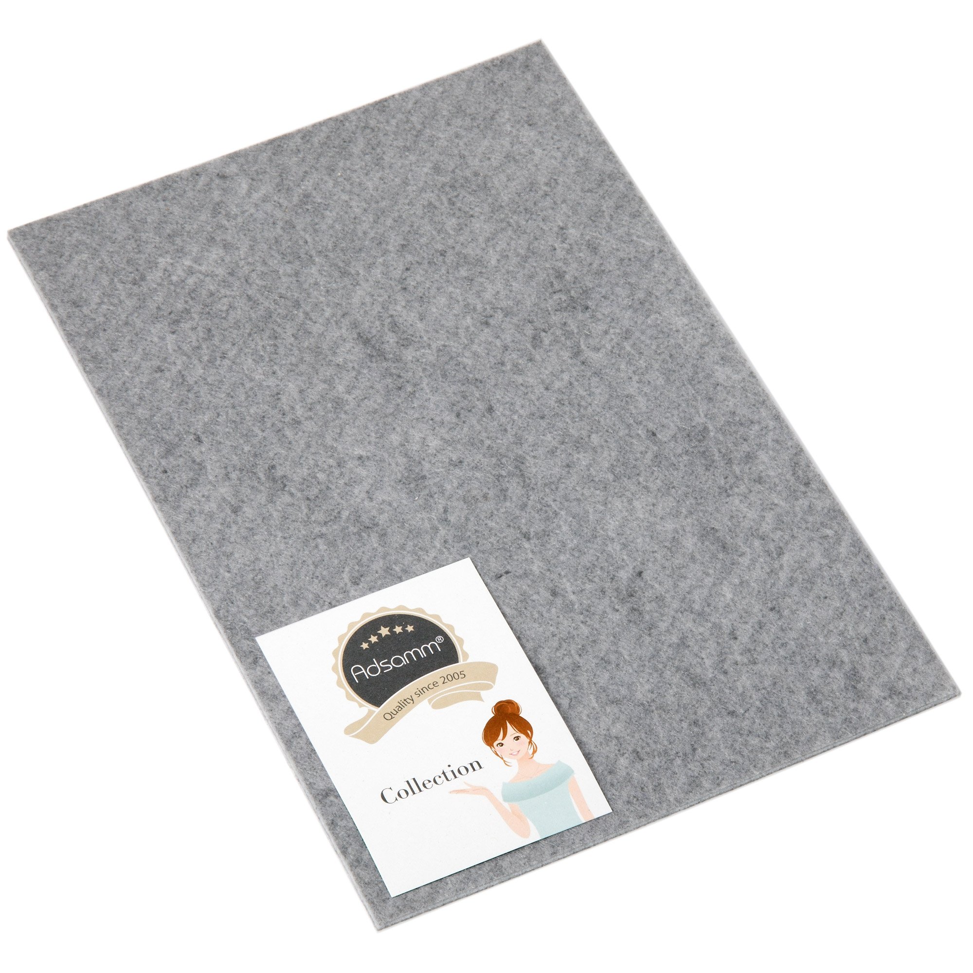 Adsamm® / 1 x self-adhesive Felt Sheet/Grey / 7.87x11.81'' (200x300 mm) / rectangular / 0.138'' / 3.5 mm thick stick-on furniture felt glides/Furniture & Chair Glides