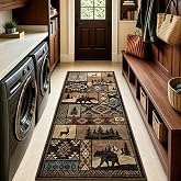 HOMORE Runner Rug 2x5 Western Rugs Runner for Hallway Entryway,Brown | Washable,Non Slip,Low Pile Rustic Cabin Runner Rug,Southwestern Lodge Rugs for Bedroom Kitchen Laundry
