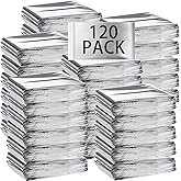 Macarrie 120 Pack Emergency Foil Thermal Blankets Silver Foil Survival Space Blanket Kit for Outdoors, Camping, Hiking, Homeless, Survival or First Aid, Silver