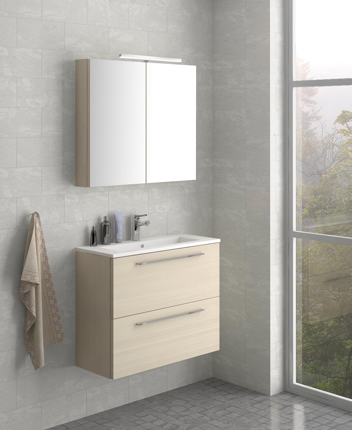Bad Möbel Set PICCOLO 80, bestehende von Waschbeckenunterschrank mit