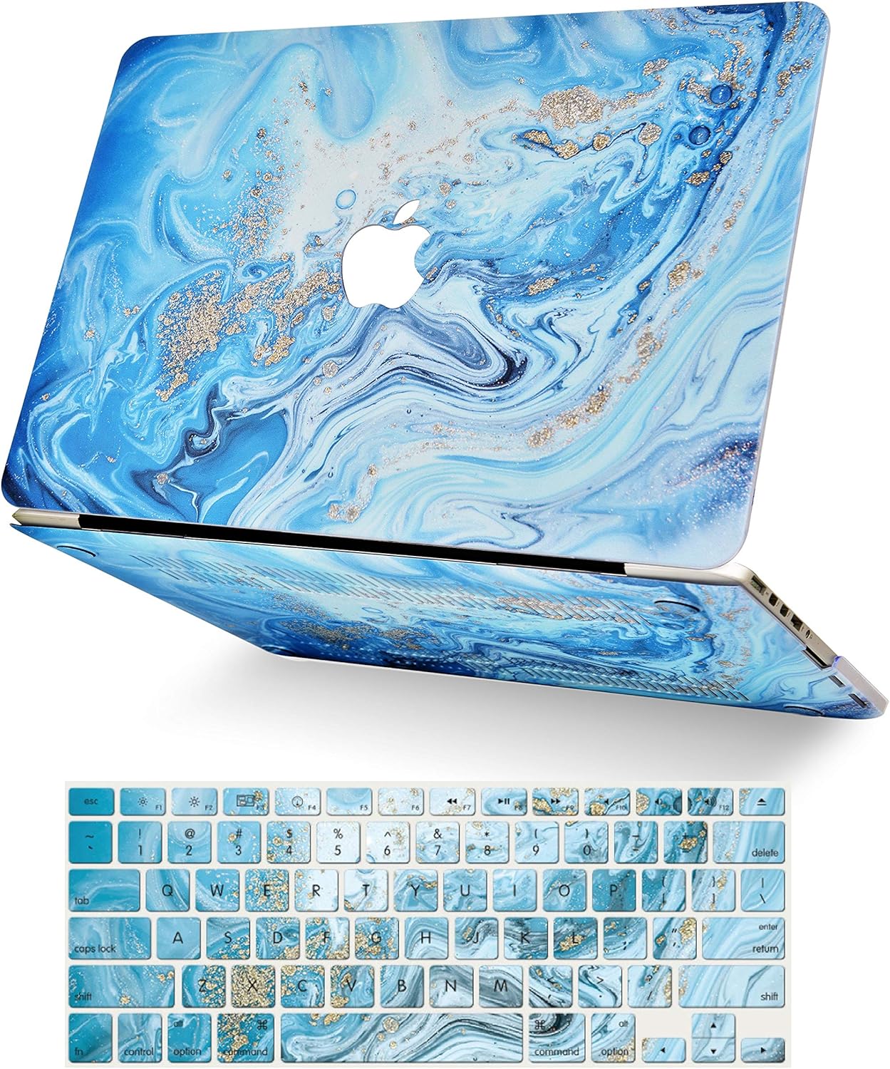 LuvCase 2 in 1 Laptop Case for MacBook Pro 13" (2020) with Touch Bar A2251/A2289 Rubberized Plastic Hard Shell Cover & Keyboard Cover (Lake Gold Marble)