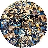 50pcs Vintage Astronomy Stickers, Celestial Sticker Set Laptop Stickers Planet Space Halloween Party Favors, Holiday Sticker, Party Decoration, Retro Galaxy Moon Deals for DIY Scrapbook Journal