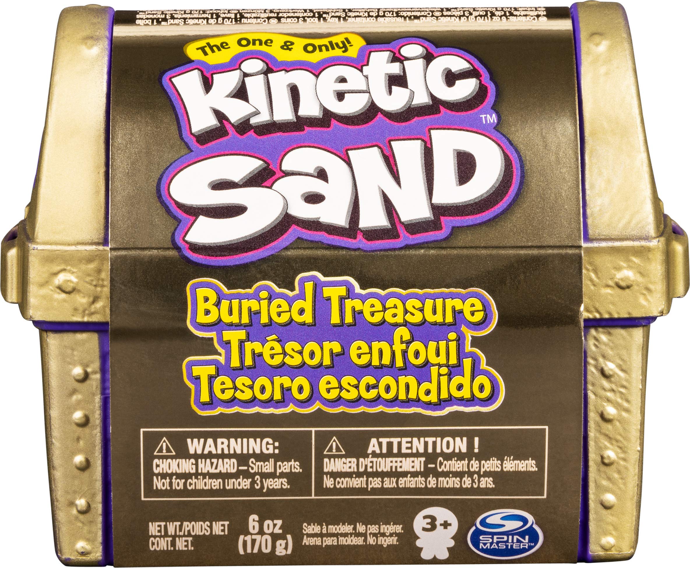 Kinetic Sand Buried Treasure Playset with 170g of Kinetic Sand and Surprise Hidden Tool (Style May Vary)