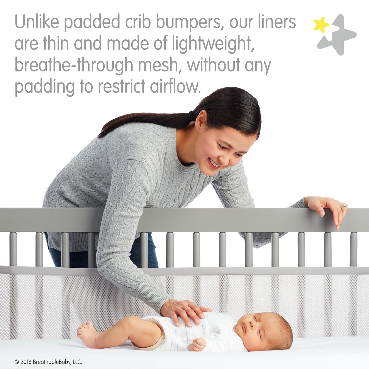 BreathableBaby Classic Baby Mesh Mini Crib Liner, Safer for Baby, Anti-Bumper, White : Portable Crib Bumper Set : Baby