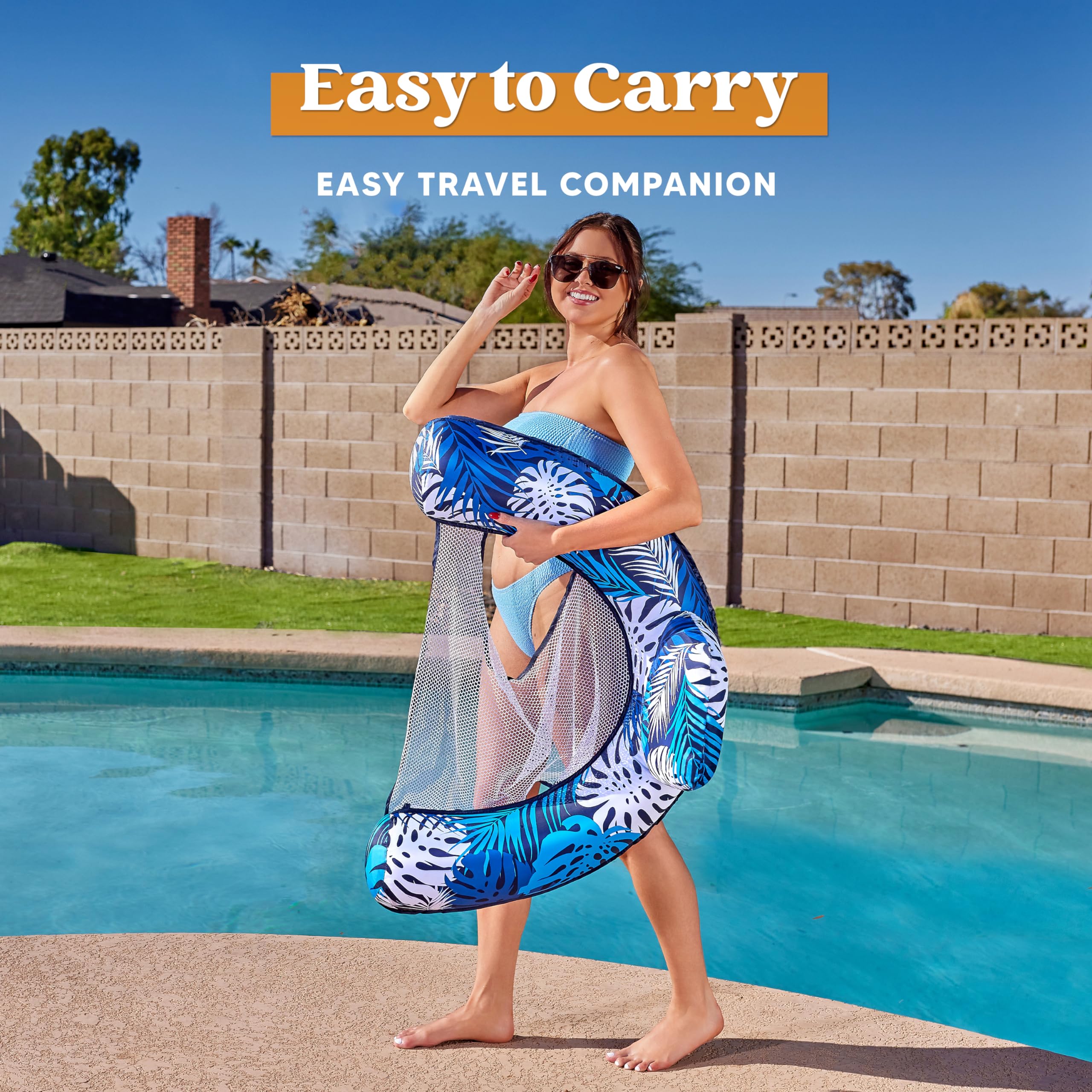 SLOOSH Inflatable Pool Floats Adult,Lounge Chair Adult with Plant Pattern,Floating Water Hammock,Blow up Pool Noodles Rafts for Relaxing Swimming Party Summer Water Beach Lake Fun