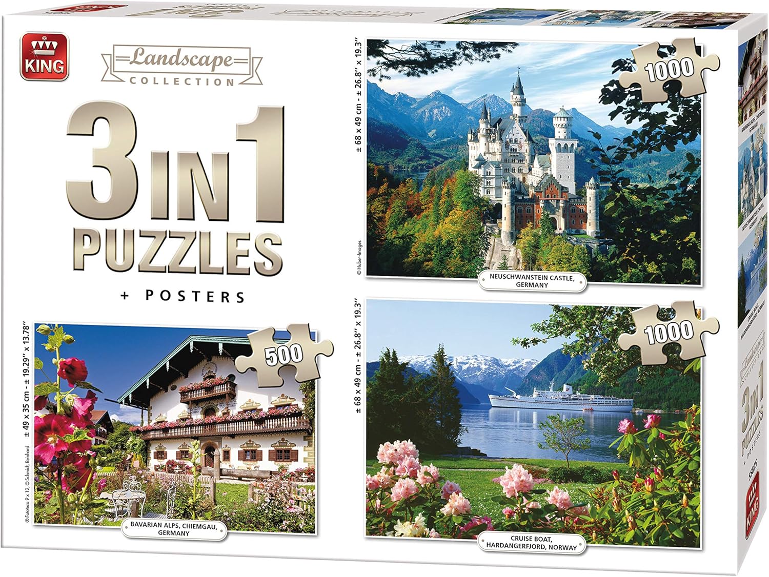 King International 55875 Jigsaw 3 in 1 Puzzle 2 x 1000 and 1 x 500