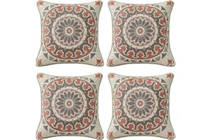 Supdurplus Outdoor Sunbrella Decorative Pillows Pack of 4, 16" x 16" Outdoor Pillow Set for Couch Bed Throw Patio Sofa, Medallion