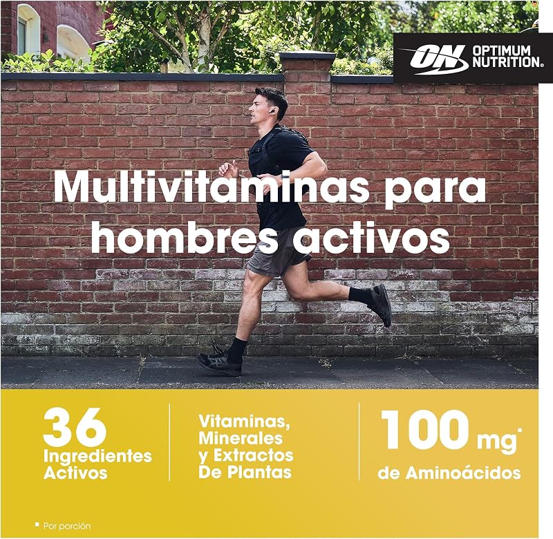 Optimum nutrition suplementos multivitamínicos opti-men para homens com vitamina d, vitamina c, vitamina b6 e aminoácidos, sem sabor, 60 porções, 180 cápsulas