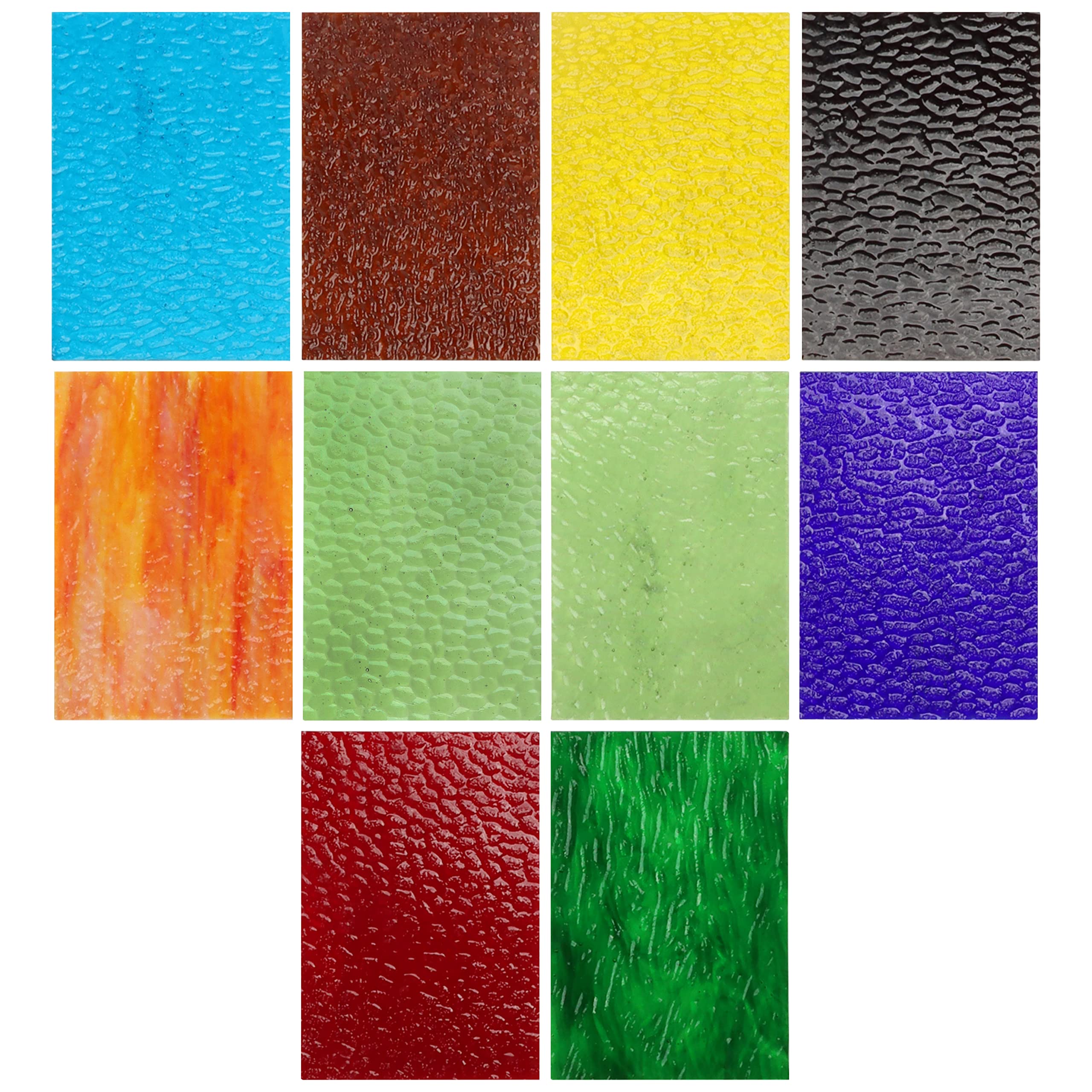 Belle Vous Mosaic Glass Sheets (10 Pack) - 10 x 15cm / 4 x 6 inches Mixed Colours - Textured Stained Cathedral Glass - Transparent Tiles Ideal for DIY Mosaic Arts/Crafts and Home Decoration