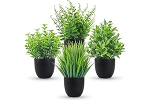 Der Rose Fake Plants 4 Packs Artificial Plants Small Faux Plants Black Bathroom Accessories for Halloween Bathroom Home Kitchen Coffee Table Office Desk Decor Indoor