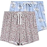 Korelayer 2 Pack Pajama Shorts for Women Cotton Sleep Shorts Casual Lounge Pants Drawstring Pj Bottoms