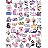 Yinkin 50 Pcs Christmas Spooky Enamel Pins Bulk Punk Goth Witchy Cute Skull Cat Butterfly Brooch Pink and Purple Decorative Lapel Pins for Backpack Clothes, Bags, Hats
