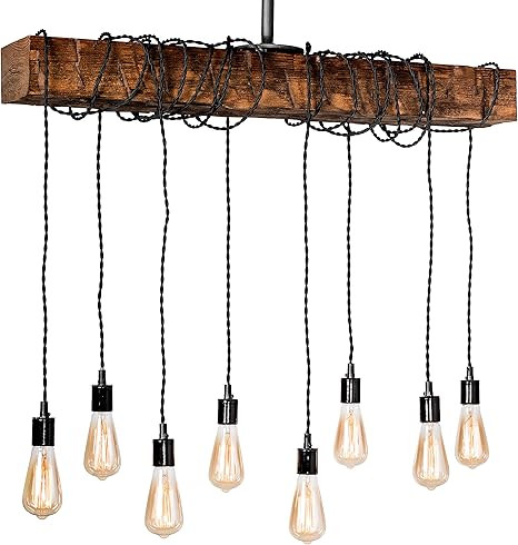 Farmhouse Lighting Hand Hewn Wrapped Beam Rustic Chandelier Light