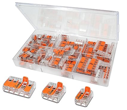 WAGO Klemme 60 Stück Set Sortiment 26x 221-412 | 20x 221-413 | 14x 221-415 in praktischer Klarsichtdose