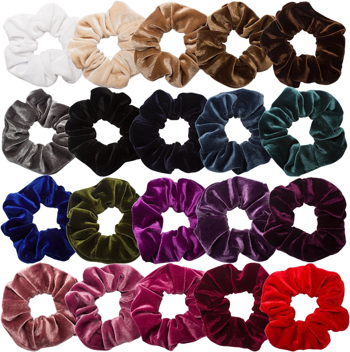 Whavel 20 Pack Scrunchies for Woman Hair Velvet Elastics Scrunchy Bobbles Soft Hair Bands Hair Ties, 20 Colors