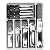 49-Piece Silverware Set with Organizer, Heavy Duty Stainless Steel Flatware Set for 8, Cutlery Utensil Sets with Steak Knives, Rust-proof, Mirror Polished, Dishwasher Safe, Heavy Duty