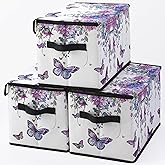Dawuyu Fabric Storage Bins with Lids,Under Bed Storage Containers 3Pack | Stackable Clothes Storage Bins with Lids,Closet Organizers Fabric Box for Home and Office,Blanket Clothes Organizers