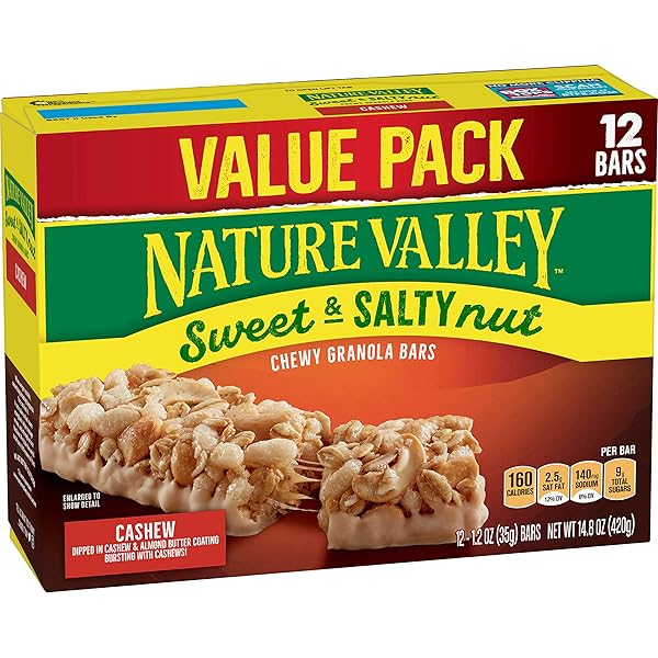 NATURE VALLEY GRANOLA BARS, SWEET & SALTY NUT, CASHEW, 12 CT, 14.8 OZ