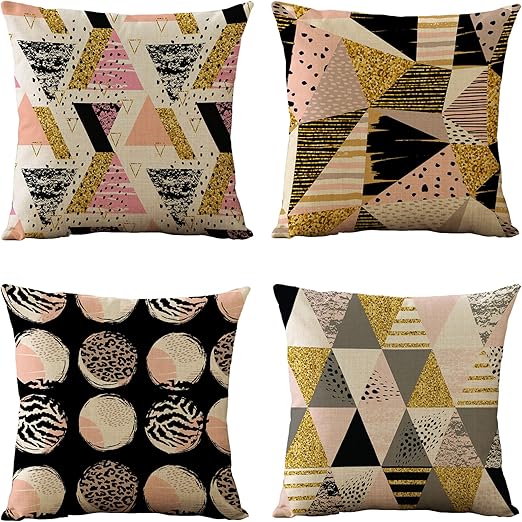 Amazon Com Womhope 4 Pcs Black Pink Geometric Throw Pillow