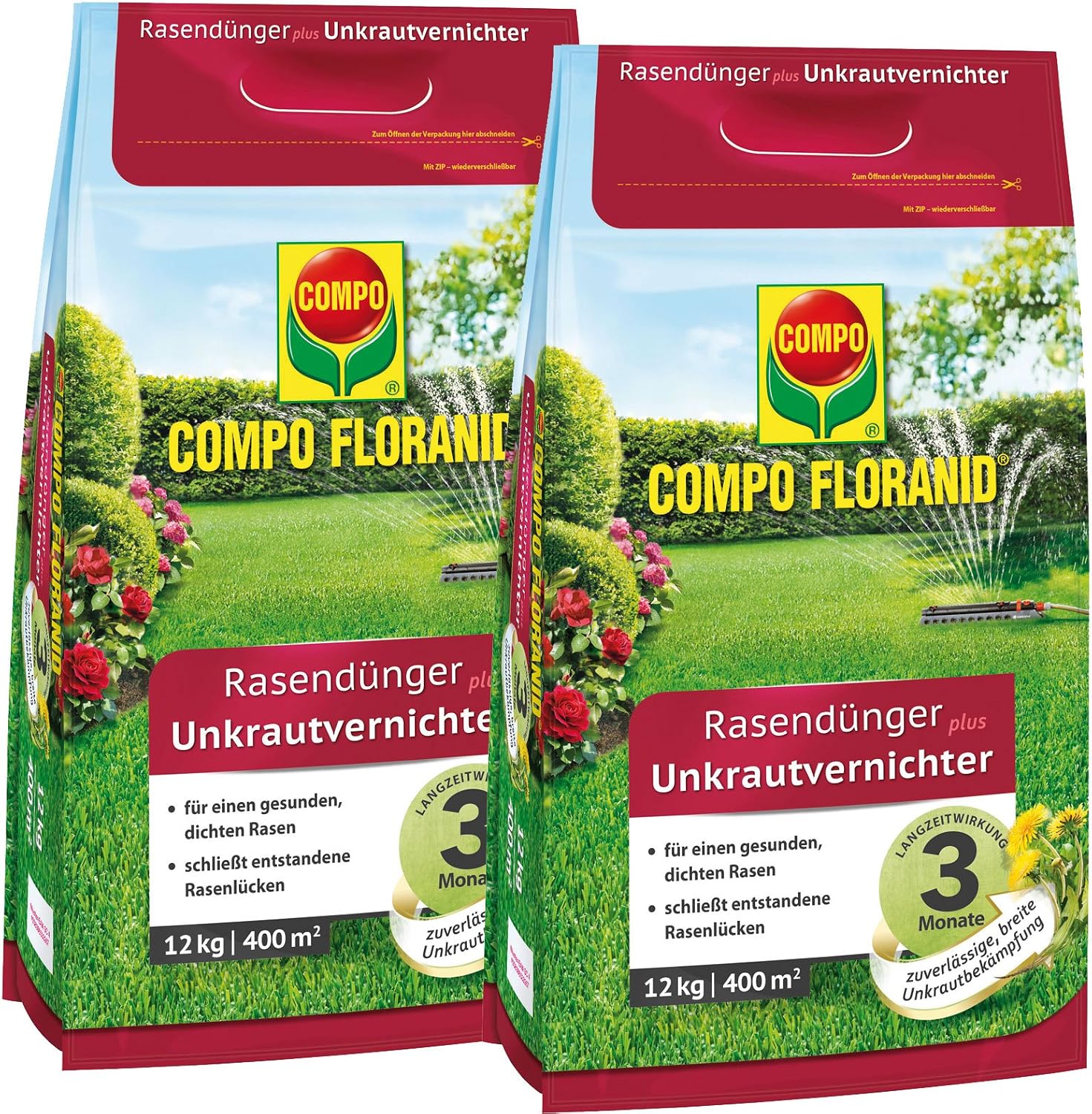 Compo floranid – Fertilizante abono con 2 x herbicida 12 kg para 2 ...