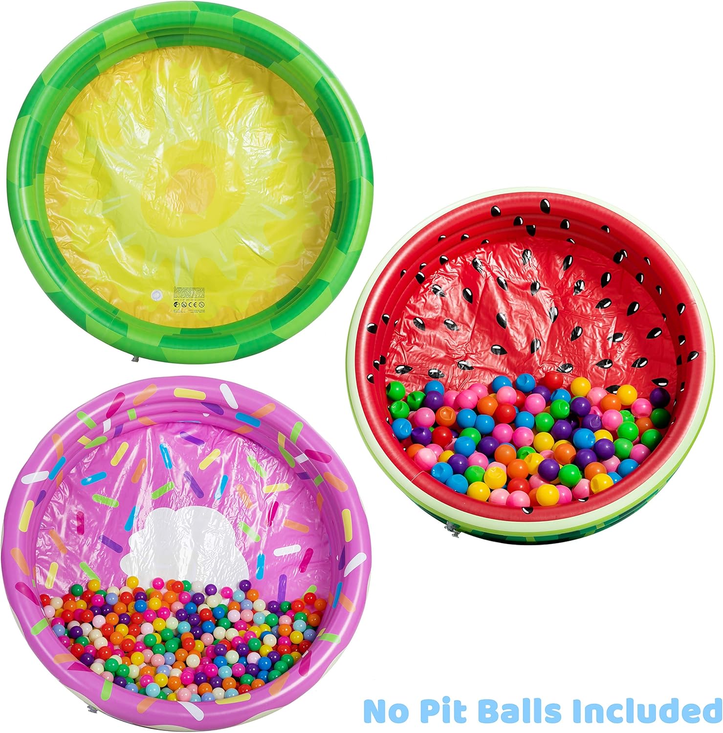 3 Pack 45" X 10" Inflatable Kiddie Pools, Watermelon & Pineapple & Cupcake Swimming Pool for Kids Summer Fun, Indoor&Outdoor Water Pool Baby Swimming Pool Pit Ball Pool: Toys & Games