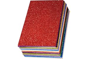 SALEMAR Sticky Glitter Foam Sheets, 20 Packs Thick Self-Adhesive Sparkle EVA Paper Stickers for School Projects, 30 x 20cm (Multi-Color)
