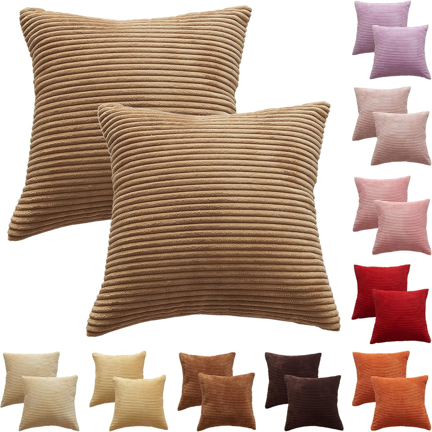 CALIYO Kissenhülle Kord Uni 2er Set, Kissenbezug Kissenbezüge für ...