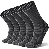 ANTSANG Merino Wool Hiking Socks, Enhanced Breathability, Targeted Cushion Thermal Socks for Men and Women, 5 Pairs