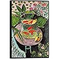 Wieco Art Framed Canvas Wall Art Goldfish by Henri Matisse Colorism Aesthetic Abstract Canvas Prints for Wall Decor and Home Office Decorations Black Frame