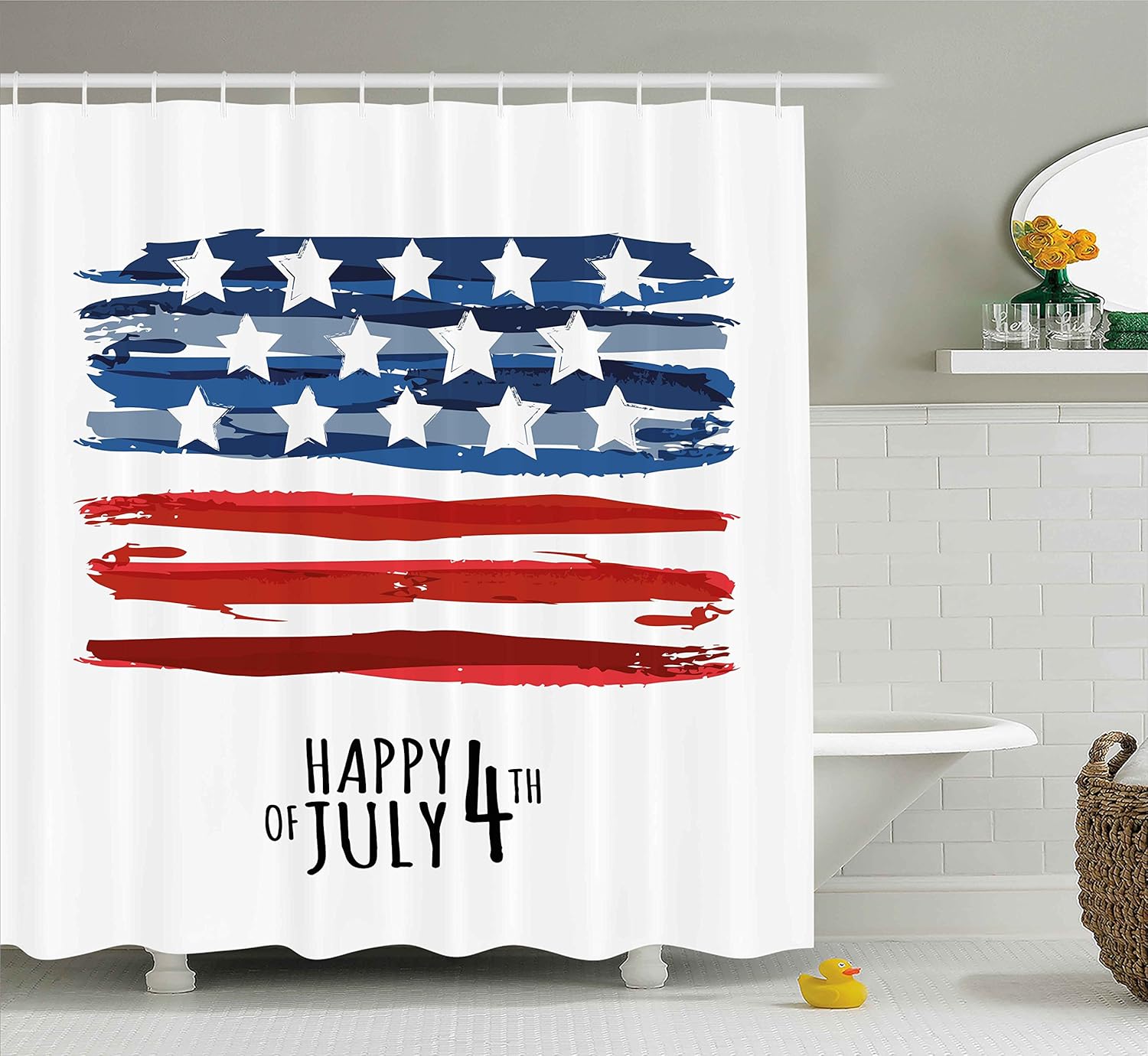 Amazon.com: Ambesonne 4th of July Shower Curtain, American Flag in Artistic Abstract Style