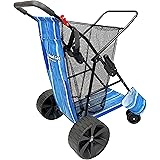 EasyGo Product Beach Cart – Heavy Duty Folding Design – Large Wheels for Sand – Holds 4 Beach Chairs – Storage Pouch – Beach
