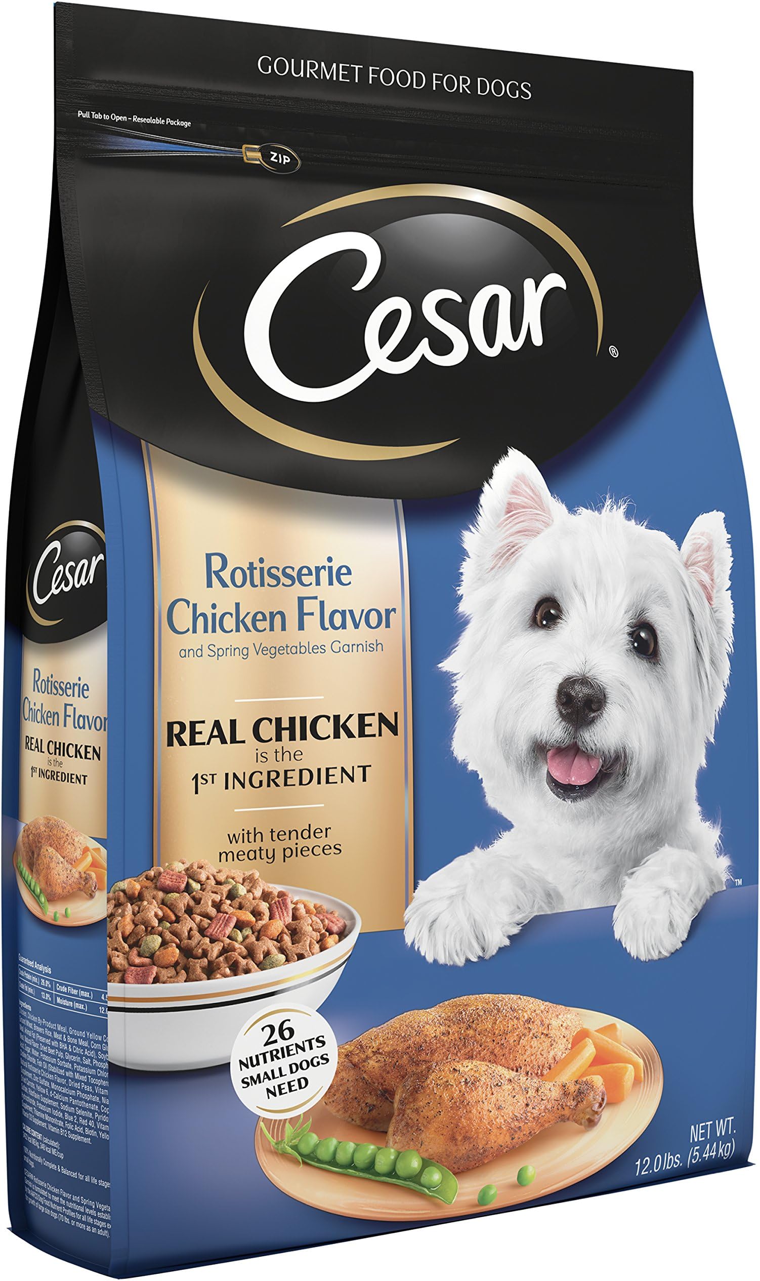 CESAR Rotisserie Chicken Flavor With Spring Vegetables Garnish Dry